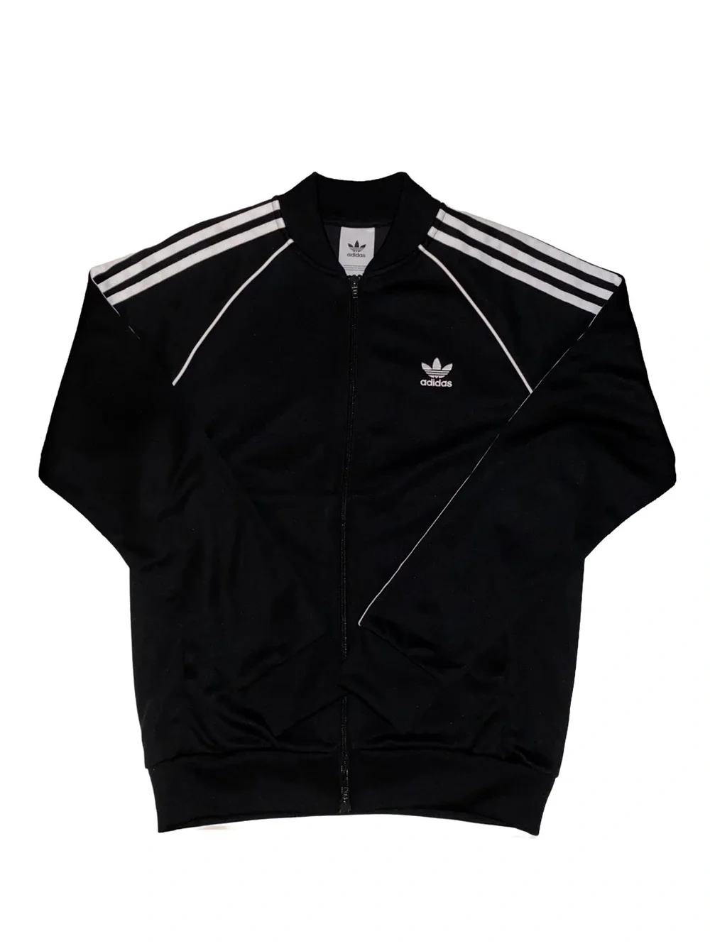 Adidas Men’s Black 3 Stripe Track Jacket Full Zip Trefoil M